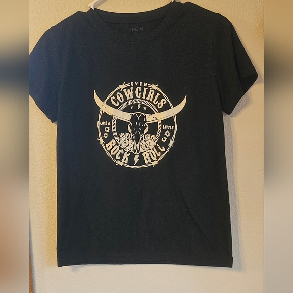 Womens Small Black Rock & Roll T-Shirt - Picture 1 of 2
